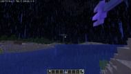 Throw the trident to use the powerup (Image via Minecraft)
